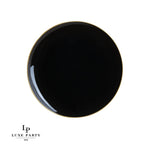 Round Accent Plastic Plates Round Black • Gold Plastic Plates | 10 Pack