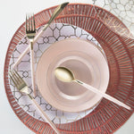 Round Accent Plastic Plates Round Blush • Gold Plastic Plates | 10 Pack