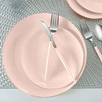 Round Accent Plastic Plates Round Blush • Silver Plastic Plates | 10 Pack