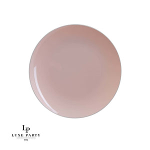 Round Accent Plastic Plates Round Blush • Silver Plastic Plates | 10 Pack