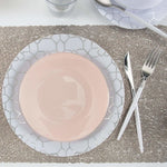 Round Accent Plastic Plates Round Blush • Silver Plastic Plates | 10 Pack