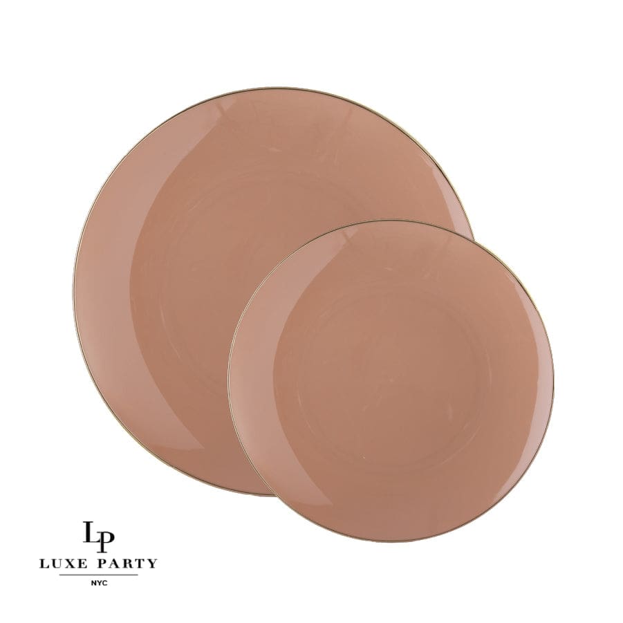Round Clay• Gold Plastic Plates | 10 Pack - Plastic Plates