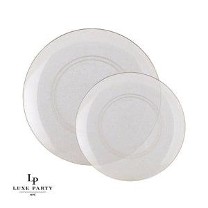 Round Clear • Gold Glitter Plastic Plates | 10 Pack - Plastic Plates