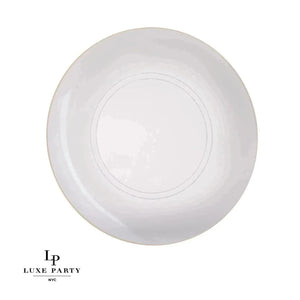 Round Accent Plastic Plates Round Clear • Gold Plastic Plates | 10 Pack