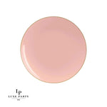 Round Accent Plastic Plates Round Coral • Gold Plastic Plates | 10 Pack