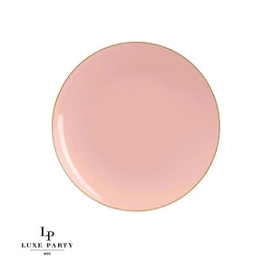 Round Accent Plastic Plates Round Coral • Gold Plastic Plates | 10 Pack