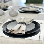 Round Accent Plastic Plates Round Gray • Silver Plastic  Plates | 10 Pack