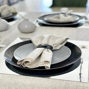 Round Accent Plastic Plates Round Gray • Silver Plastic  Plates | 10 Pack