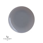Round Accent Plastic Plates Round Gray • Silver Plastic  Plates | 10 Pack