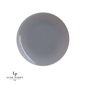 Round Accent Plastic Plates Round Gray • Silver Plastic  Plates | 10 Pack