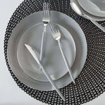 Round Accent Plastic Plates Round Gray • Silver Plastic  Plates | 10 Pack