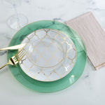 Round Green • Gold Plastic Plates | 10 Pack - Plastic Plates