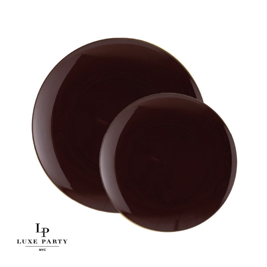 Round Latte • Gold Plastic Plates | 10 Pack - Plastic Plates