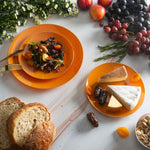 Round Leather • Gold Plastic Plates | 10 Pack - Plastic Plates