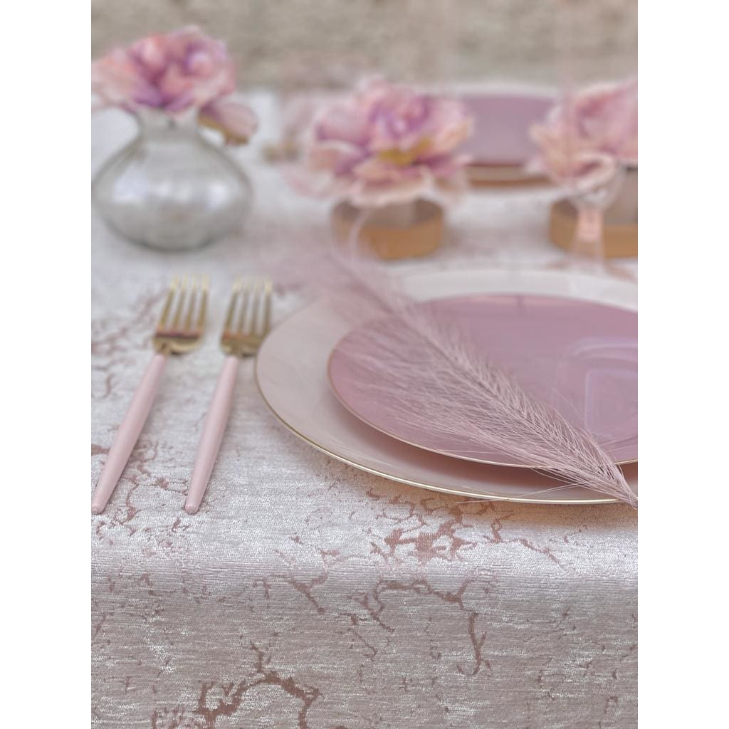 Round Accent Plastic Plates Round Linen • Gold Plastic Plates | 10 Pack
