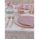 Round Accent Plastic Plates Round Linen • Gold Plastic Plates | 10 Pack