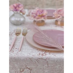Round Accent Plastic Plates Round Linen • Gold Plastic Plates | 10 Pack