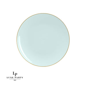 Round Accent Plastic Plates Round Mint • Gold Plastic Plates | 10 Pack
