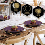 Round Accent Plastic Plates Round Purple • Gold Plastic Plates | 10 Pack