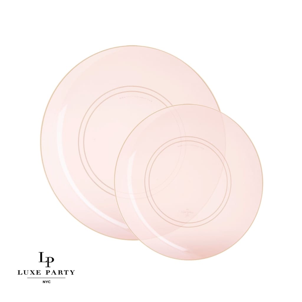Round Accent Plastic Plates Round Semi Transparent Rose • Gold Plastic Plates | 10 Pack