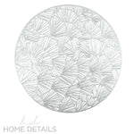 Shell Placemats Home Details Round Shell Laser Cut Placemat in Silver