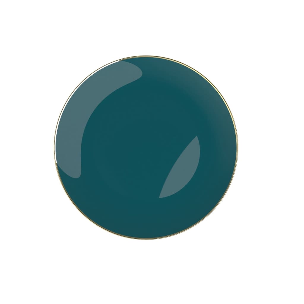 Round Accent Plastic Plates Round Teal • Gold Plastic Plates | 10 Pack