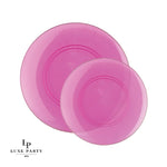 Round Transparent Hot Pink • Gold Plastic Plates | 10 Pack - Plastic Plates
