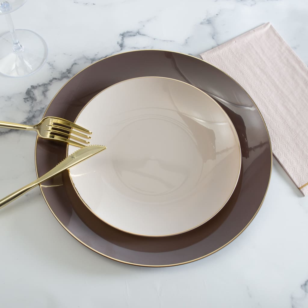 Round Truffle • Gold Plastic Plates | 10 Pack - Plastic Plates