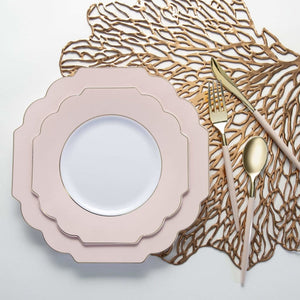 Scallop Design Plastic Plates Scalloped Blush • Gold Plastic Plates | 10 Pack