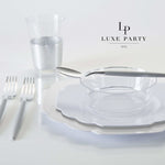 Scallop Design Plastic Plates Scalloped Silver • White Plastic Plates | 10 Pack