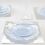 Scallop Design Plastic Plates Scalloped Clear Base Silver • White Plastic Plates | 10 Pack