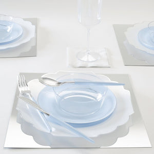 Scallop Design Plastic Plates Scalloped Clear Base Silver • White Plastic Plates | 10 Pack