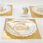 Scallop Design Plastic Plates Scalloped Clear Base White • Gold Plastic Plates | 10 Pack