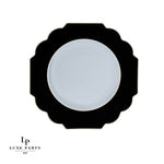 Scallop Design Plastic Plates Scalloped Clear Black • Gold Plastic Plates | 10 Pack