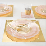 Scallop Design Plastic Plates Scalloped Clear Blush • Gold Plastic Plates | 10 Pack