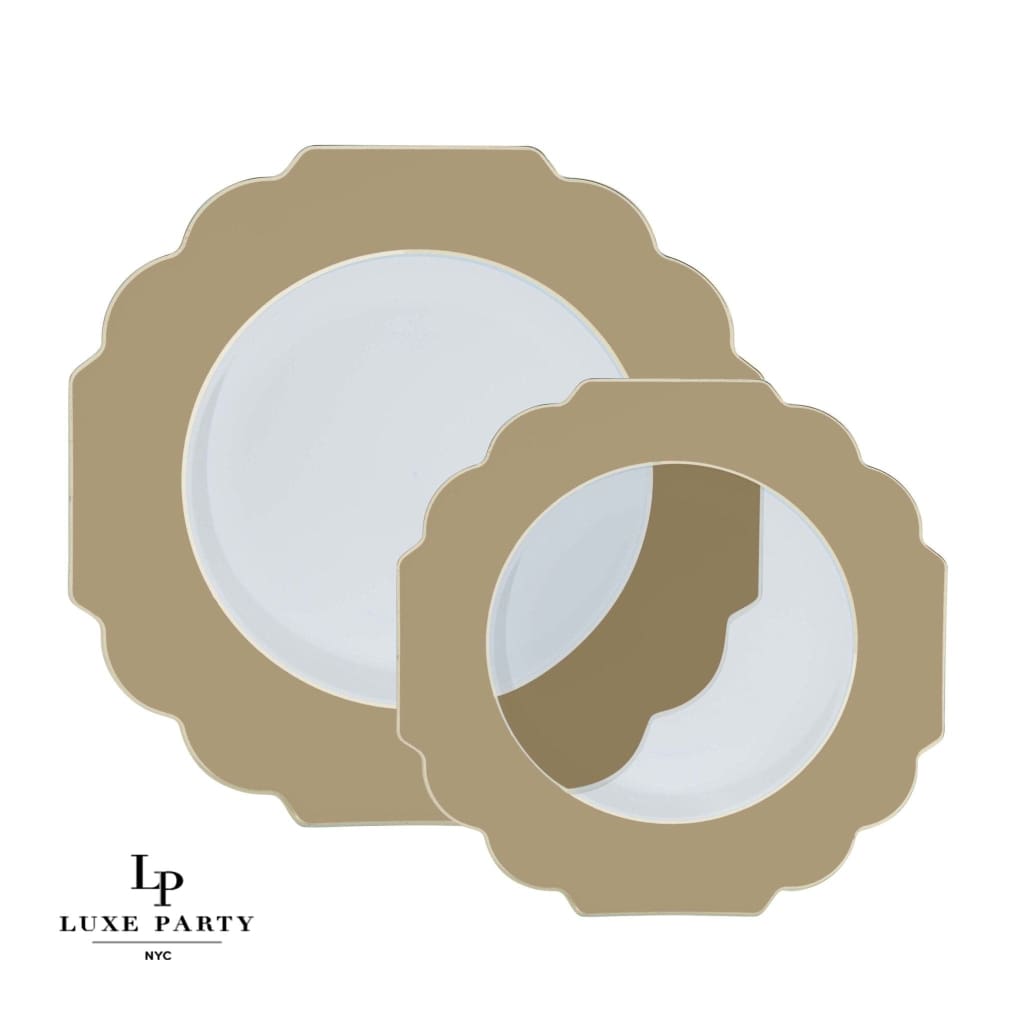 Scallop Design Plastic Plates Scalloped Clear Gold Plastic Plates | 10 Pack