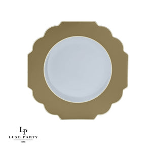 Scallop Design Plastic Plates Scalloped Clear Gold Plastic Plates | 10 Pack