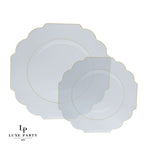 Scallop Design Plastic Plates Scalloped Clear • Gold Plastic Plates | 10 Pack