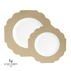 Scallop Design Plastic Plates Scalloped Gold Plastic Plates | 10 Pack