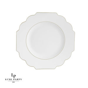 Scallop Design Plastic Plates Scalloped White • Gold Plastic Plates | 10 Pack