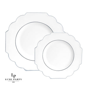 White and hot sale silver plastic plates