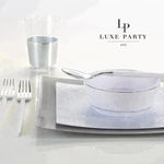 Luxe Party NYC Tumblers Silver Banded Plastic Cups | 10 Cups