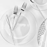 Luxe Party NYC Two Tone Cutlery Silver Glitter Plastic Cutlery Set | 32 Pieces