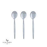 Luxe Party NYC Two Tone Mini 20 Mini Spoons Silver Glitter Plastic Mini Spoons | 20 Spoons