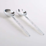 Luxe Party NYC Two Tone Serving 1 Spoon 1 Fork Silver Glitter Plastic Serving Fork • Spoon Set