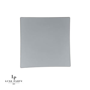 Square Accent Plastic Plates Square Grey • Silver Plastic Plates | 10 Pack