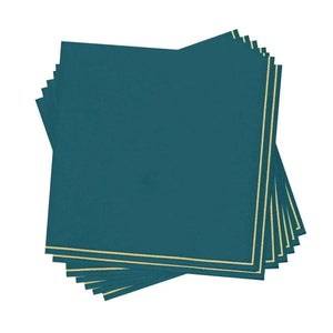 Luxe Party NYC Napkins Teal with Gold Stripe Paper Napkins - 3 available sizes