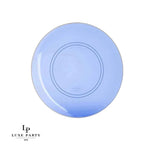 Round Accent Plastic Plates Round Transparent Bartenura Blue  • Gold Plastic Plates | 10 Pack