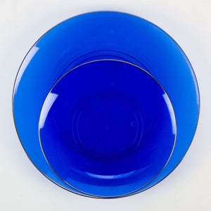 Round Accent Plastic Plates Round Transparent Bartenura Blue  • Gold Plastic Plates | 10 Pack
