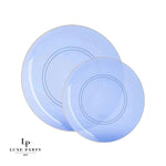 Round Accent Plastic Plates Round Transparent Bartenura Blue  • Gold Plastic Plates | 10 Pack